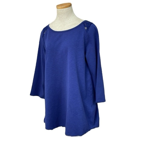 Soft Surroundings Top Women's Small Blue Long Sleeve Buttons Lace - Picture 3 of 17